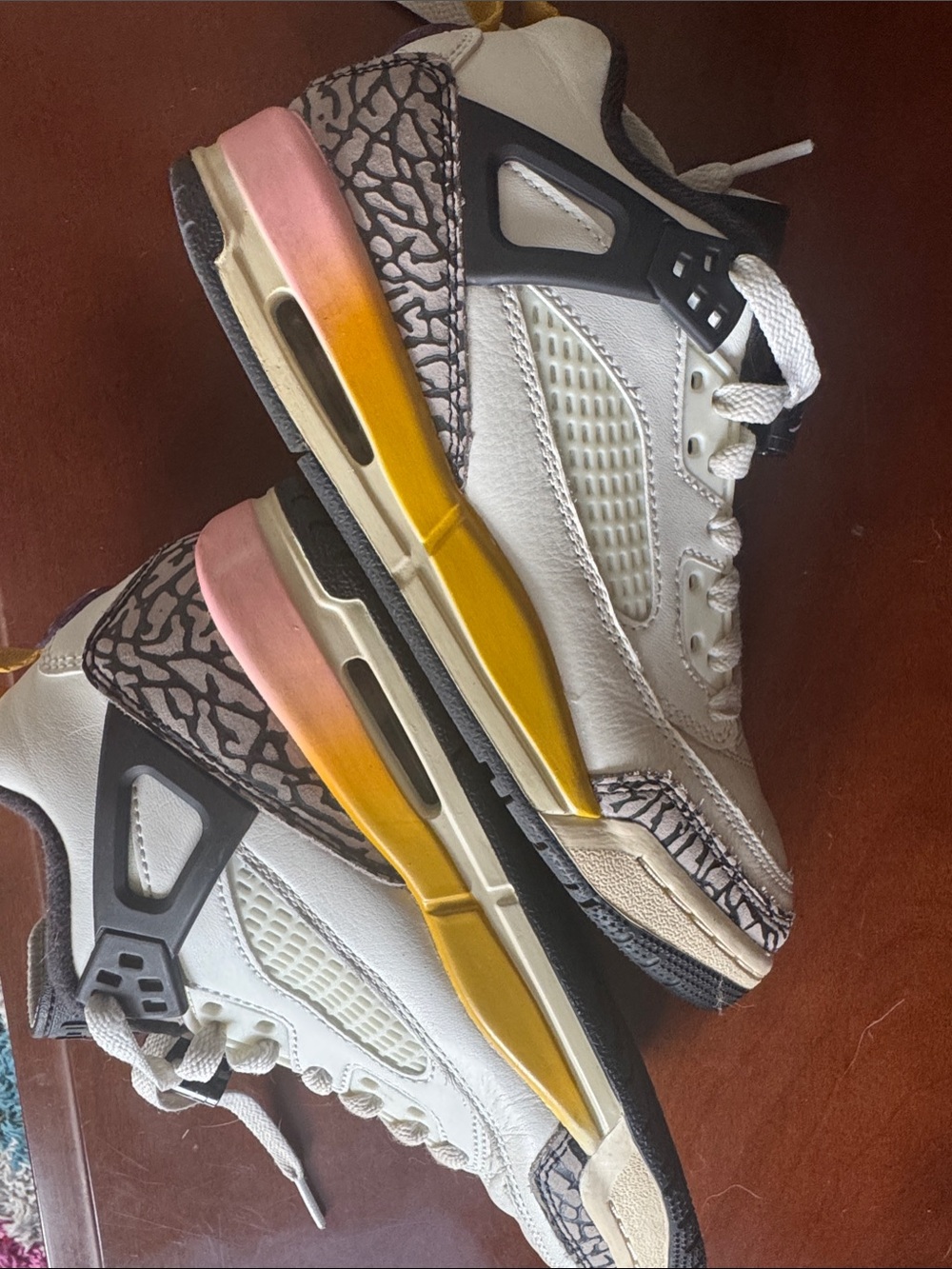 Jordan Spizike Kids White, Black, Pink, Yellow Gradient Sneakers